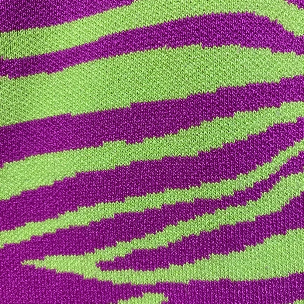 AKIRA Woman’s Large Vibrant Purple and Neon Green Zebra Midi Dress - Picture 5 of 5